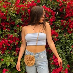 Raffia cross body small bag